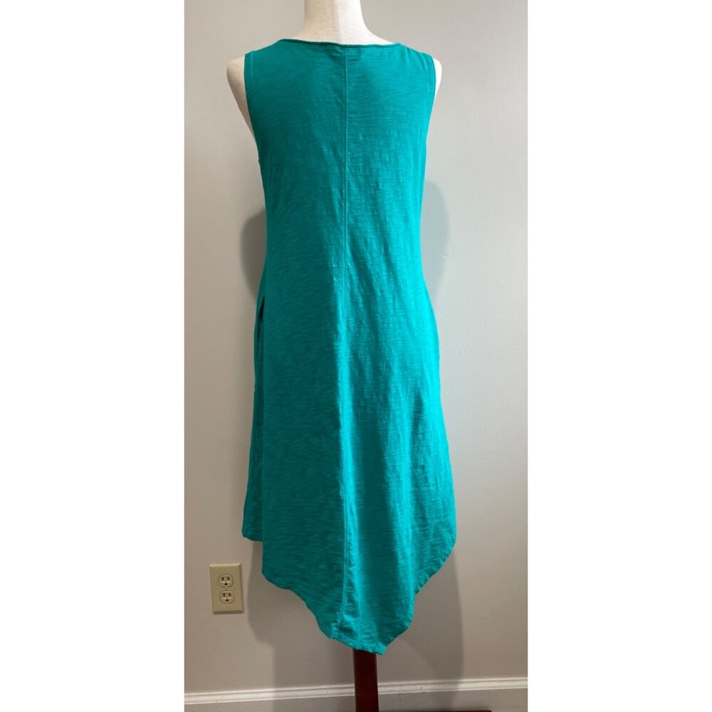 Habitat Midi Sleeveless Dress Womens S Teal Asymmetrical Hem Pockets Beach - Picture 2 of 7